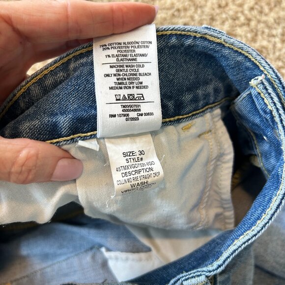 Hudson Jeans Collin Straight Mid Rise Cropped Jeans in Women's Size 30 Raw Hem - Picture 8 of 8